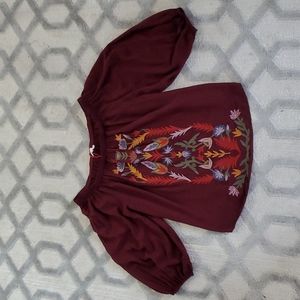 Anthropologie Solitaire Boho Embroidered Shirt